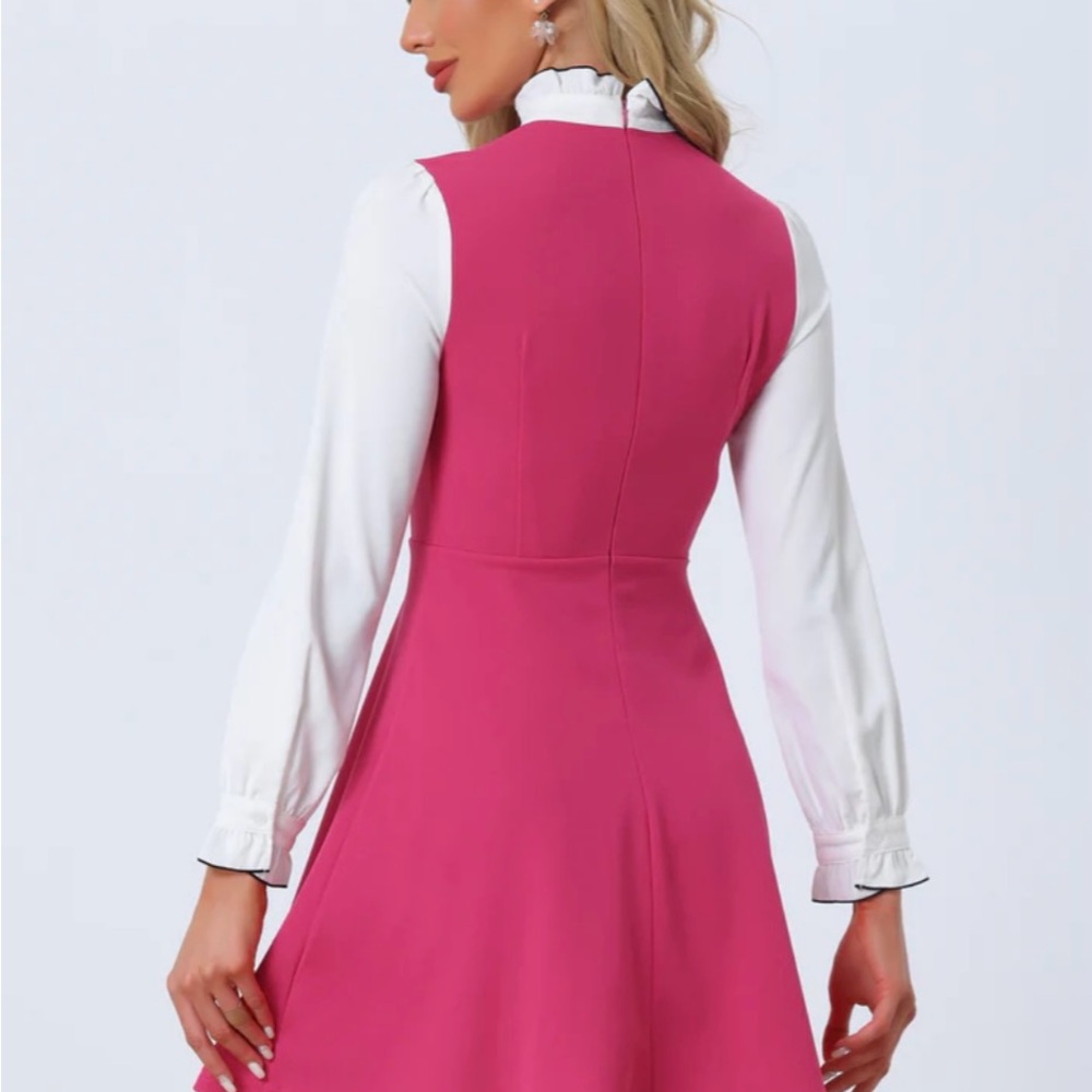 Allegra K Pink and White‎ Long Sleeve Dress - Picture 2 of 8